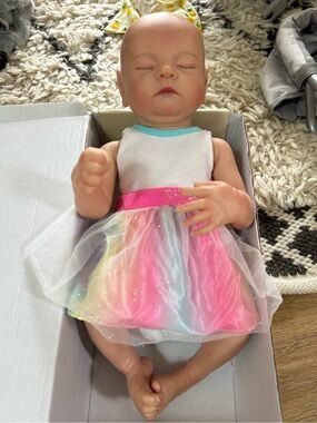 Reborn Newborn Baby in Rainbow Tulle Dress